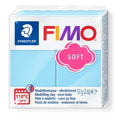 Abbildung von STAEDTLER ofenhärtende Modelliermasse FIMO soft, aqua, weich und geschmeidig, speziell für Einsteiger Hobbykünstler, Normalblock 57g, 8020 305