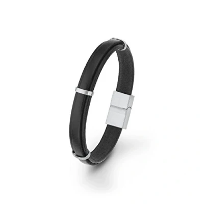 Abbildung von s.Oliver Herren Armband Magnetverschluss Edelstahl Leder 21 cm