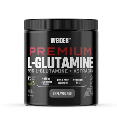 Abbildung von Weider Premium L Glutamin (400g) Geschmacksneutral, 99% Kyowa Quality + AstraGin zur besseren Aufnahme, unterstützt Muskelschutz, Muskelaufbau, Immunität, Pre/Post Workout, Stimulanzienfrei