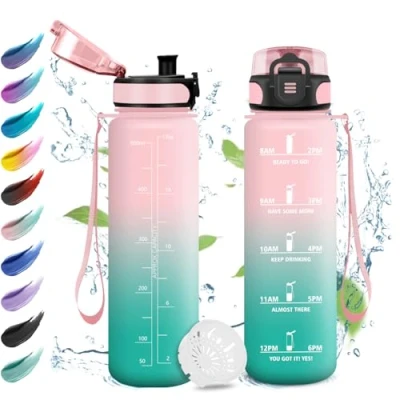 Abbildung von Trinkflasche Kinder Auslaufsicher 500ml, Wasserflasche Kohlensäure Geeignet, Sport mit Zeitmarkierung, Filter, Perfekt für Kindergarten, Schule, Büro, Picknick