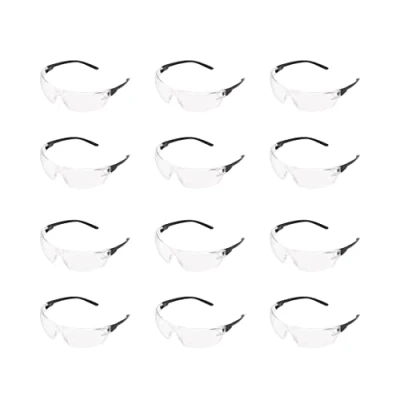 Abbildung von Amazon Basics Schutzbrille (klar / schwarz), Antibeschlag, 12er Pack
