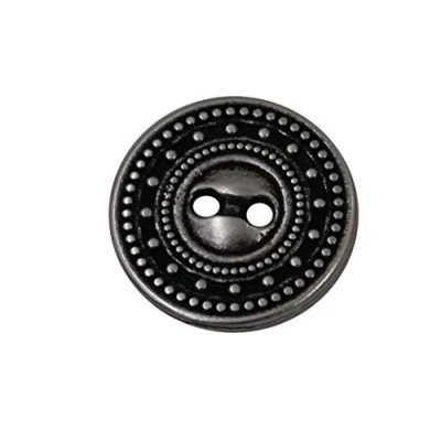 Abbildung von 10 Stück 2 Loch silber mit schwarz Knöpfe aus Metall 11mm, 15mm, 18mm, oder 20mm (15mm)