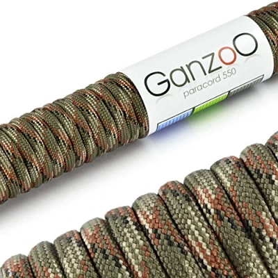 Abbildung von Ganzoo Paracord 550 Seil 4mm Outdoor Schnur / 30 Meter/Typ 3 Nylon &amp; Polyester/ 7 Innenstränge/Allzweckseil für Hundehalsband/Hundeleine Knüpfen/Camping Survival/Camouflage