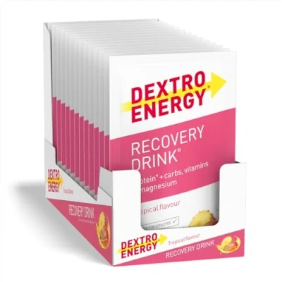 Abbildung von DEXTRO ENERGY RECOVERY DRINK TROPICAL 14x44,5g (14 Stück), Elektrolyt Pulver mit Magnesium, Vitamin E, C, B1, B2, B3, B6, B12, Folsäure, Pantothensäure, 3:1 Kohlenhydrat Protein Mix, Regeneration
