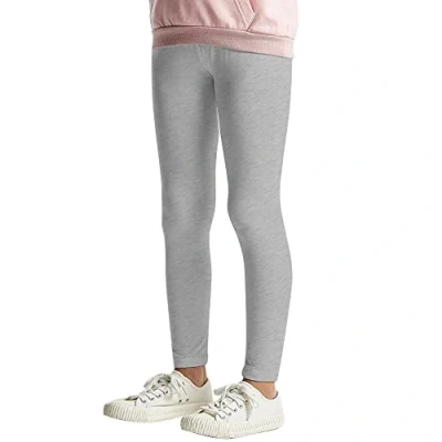 Abbildung von L&amp;K II Kinder Leggings Basic Uni Farbe Mädchen Tanzhose Baby Leggins Fitness Hose Baumwolle 2708 Grau 128