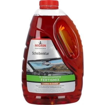 Abbildung von NIGRIN 20427 Performance Scheibenklar I Scheibenreiniger Leather &amp; Cookie Gebrauchsfertig, 3 Liter
