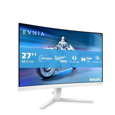 Abbildung von PHILIPS Evnia 27M2C5201L 27 Zoll Full HD Curved Gaming Monitor, 180 Hz, 1 ms, FreeSync Premium, HDR10, Ambiglow (1920x1080, 2X HDMI 2.0, 1x DisplayPort 1.4) Weiss