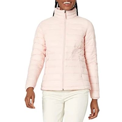 Abbildung von Amazon Essentials Damen Leichte, langärmelige, Wasserabweisende, packbare Pufferjacke (in Übergröße erhältlich), Hellrosa, XL