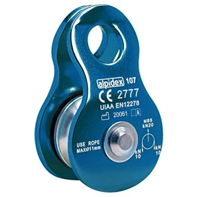 Abbildung von ALPIDEX Seilrolle Umlenkrolle 20 kN Mobile Pulley Flaschenzug für Seile bis 11 mm Durchmesser EN12278, Farbe: Blue
