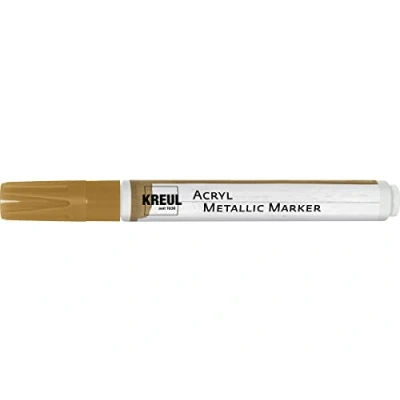 Abbildung von KREUL 46251 Acryl Metallic Marker XXL, mit Keilspitze ca. 15 mm, gold, permanente Acrylfarbe Metalliceffekt, für puristische Elemente