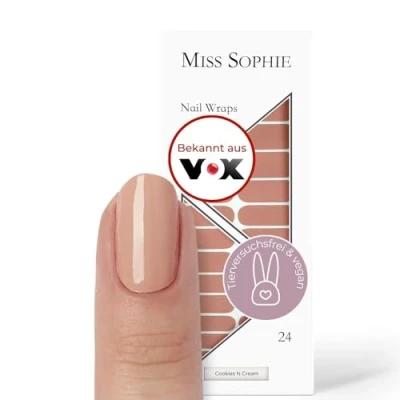 Abbildung von Original Miss Sophie Nagelfolien Cookies N Cream I 24 ultra dünne Nagellack Streifen einfarbig Für Finger &amp; Fußnägel Hält auf Natur sowie lackierten, Acryl , Gel Shellac Nägeln