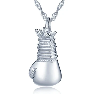 Abbildung von Unendlich U Unique 925 Sterling Silber Damen Halskette Frauen Boxhandschuh Anhänger Kettenanhänger für Sport Liebhaber