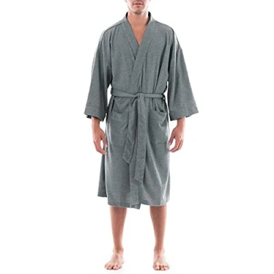 Abbildung von Fruit of the Loom Herren Waffel Kimono Robe Bademantel, Grey Heather, Einheitsgröße