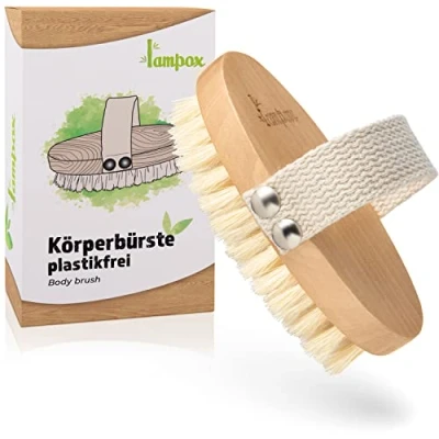 Abbildung von Körperbürste oval ohne Plastik, Trockenbürste, Peelingbürste, Massagebürste, Peeling körper, Bürste zum Entfernen abgestorbener Haut, verbessert Lymphfunktionen…