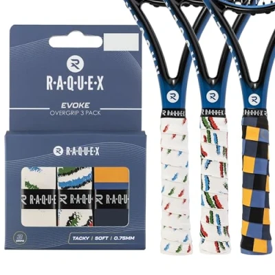 Abbildung von Raquex Evoke Camo Overgrip Tennisschläger Grip Tape Schläger Anti Rutsch Band Übergriff für Tennisschläger, Badminton und Squash 3er Pack Ungezähmte Streifen
