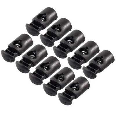 Abbildung von sourcing map Stopper kordel Schwarz Kordelklemme 7mm Kordelstopper Einloch 10 Stück Schnellverschluss aus Kunststoff Feder Stop Toggle Cord Locks Endeschwarz