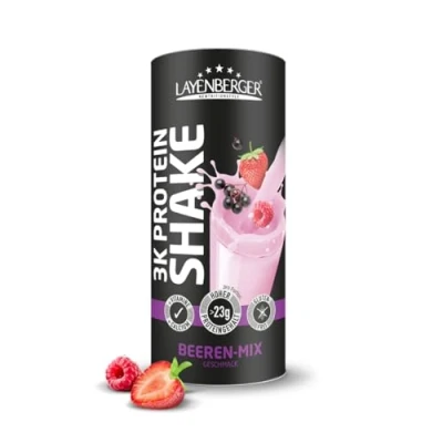 Abbildung von Layenberger 3K Protein Shake 78 % Eiweiß und nur 4,4 Kohlenhydrate bei 9 g Zucker, (1x 360 g) Beeren Mix