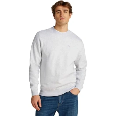 Abbildung von Tommy Jeans TJM Reg S Flag Crew Pullover Sweatshirt, Herren, Grau (Silver Grey Heather), M