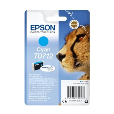 Abbildung von Epson Original T0712 Tinte Gepard, wisch und wasserfeste (Singlepack) cyan