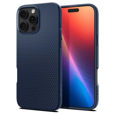 Abbildung von Apple iPhone 16 Pro Hülle Silikon Spigen Soft Case/Backcover Handyhülle Blau Shockproof/Stoßfest