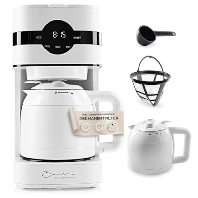 Abbildung von Barista Filterkaffeemaschine mit Thermokanne 24h Timer &amp; Permanentfilter für 8 Tassen Kaffee Kaffeemaschine Pulver [Edelstahl]