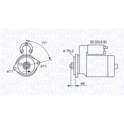Abbildung von MAGNETI MARELLI 063521230160 Anlasser 12 1,7 10 VOLKSWAGEN: Golf 4, 5, Passat B6 Variant, AUDI: A3 Hatchback, Sportback, TT Coupe