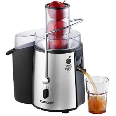Abbildung von CONCEPT Hausgeräte LO7026 Entsafter Fresh mit XXL einfüllöffnung, 7,2 cm und zwei schaltstufen, 16 800 umdrehungen pro minute, 1,8 L, 1000 W, Silber
