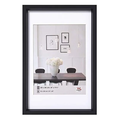 Abbildung von walther design Bilderrahmen schwarz 40 x 50 cm mit Passepartout, Steel Style Kunststoffrahmen ES050B