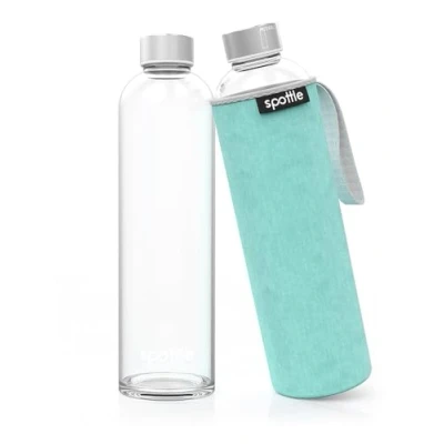 Abbildung von spottle® Glasflasche mit Neoprenhülle in 1 Liter Türkis/Super sanft