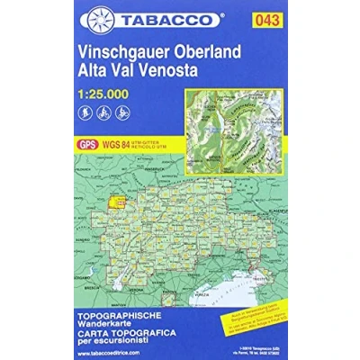 Abbildung von Vinschgauer Oberland 1:25 000: Tabacco Wanderkarte 43 (Carte topografiche per escursionisti, Band 43)