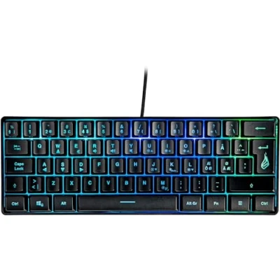 Abbildung von SureFire Kingpin X1 60% Gaming Tastatur Nordic, Multimedia Keyboard klein &amp; mobil, RGB mit Beleuchtung, 25 Anti Ghosting Tasten, skandinavisches Layout QWERTY