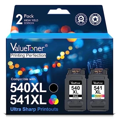 Abbildung von Valuetoner 540 541 Druckerpatronen Wiederaufbereitet für Canon XL PG 540XL CL 541XL Pixma TS5150 MG3650 MG3650s MG3600 MG4250 MX475 MX515 MX535 MG3500(2 Pack,540 XL)