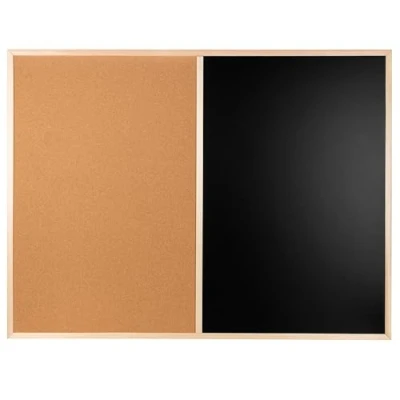 Abbildung von Creative Home 120 x 90 cm Pinnwand Magnettafel Kork &amp; Kreidetafel Magnetisch Kombitafel Schwarz mit 5 Stiften Magneten, Kreide, Schwamm Küche Korkwand Wandtafel Blackboard Pinwand