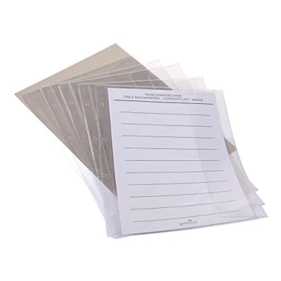 Abbildung von goldbuch 83005 5 Ersatztaschen für Dokumentenmappe, Sichthüllen mit Umschlagklappe, Klarsicht Hülle, Dokumentenhülle 4 fach Lochung, Passend DIN A4 Mappen, ca. 22,7 x 33 cm