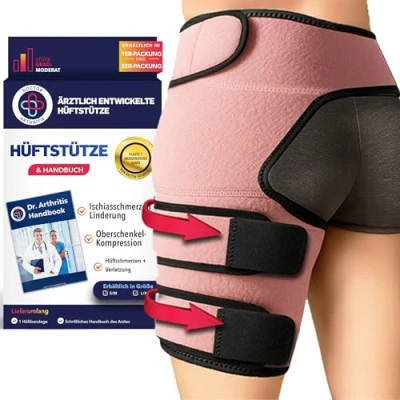 Abbildung von Dr. Arthritis Von Ärzten Entworfen, Stabilisierende Oberschenkelbandage, Hüftgelenkstütze für Ischias Schmerzlinderung, Piriformis Syndrom, Oberschenkelkompression, Hamstring Hüftbandage, Pink, S/M