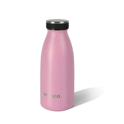 Abbildung von wenco Trinkflasche Edelstahl 0,35l / 350ml isoliert und auslaufsicher für kalte heiße Getränke auch als Thermoskanne verwendbar BPA frei Flamingo Pink