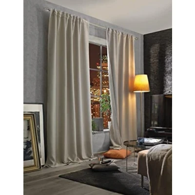 Abbildung von HOMEbasics Akustikvorhang Uni ACUSTICO Lärm , Hitze Kälte und Zugluft Schutz + abdunkelnd Natur 225 x 135 cm