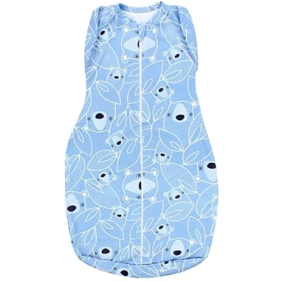 Abbildung von TupTam Baby Pucksack OEKO TEX zertifizierte Materialien Swaddle Bag Wattiert Babyschlafsack 2.5 TOG unisex, Farbe: Unwattiert 0.5 TOG/Bärchen Blau, Größe: 0 3 Monate