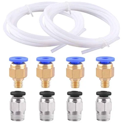 Abbildung von SIQUK 2 Stück PTFE Teflonrohr(2 Meter) 4 PC4 M6 Schnellkupplung M10 Gerade Pneumatikkupplung Zum Verbinden von 3D Drucker mit 1,75 mm Filament