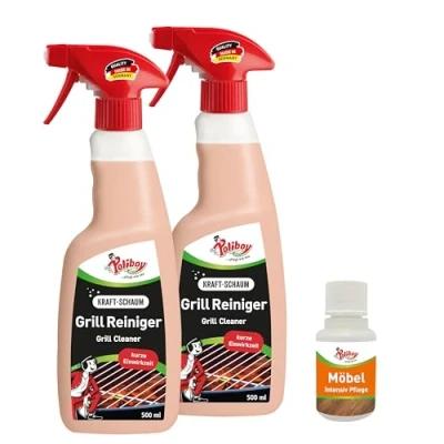 Abbildung von POLIBOY Grill Reiniger Fettlöser für Grillrost Grillreinigungsspray Mit Haftgel Formel 2x 500 ml Produktprobe Made in Germany