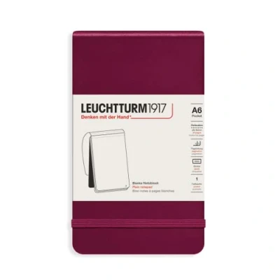 Abbildung von LEUCHTTURM1917 364403 Notizblock Pocket (A6), Hardcover, 184 nummerierte Seiten, blanko, Port Red