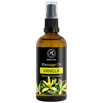Abbildung von Massageöl Vanille 100ml Mandelöl &amp; Traubenkern Öle Weizenkeim Glasflasche Naturkosmetik Massage Öl mit Herrlichem Duft für Beauty Schönheit Pflegeöl Massageöle