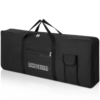 Abbildung von AKOZLIN Tragbare, gepolsterte Keyboard Tasche mit 61 Tasten, Maße: 101,6 x 15,2 40,6 cm, Gigbag für elektrische Klaviertastatur, Schwarz