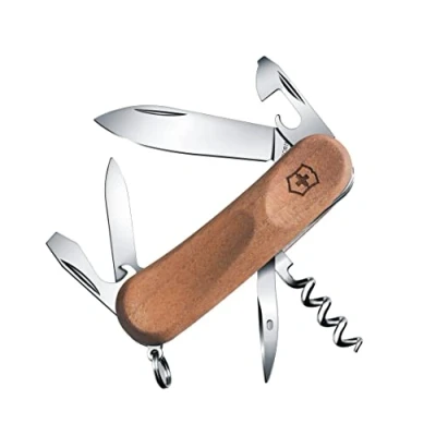 Abbildung von Victorinox Schweizer Taschenmesser, Evolution 10 Wood, Multitool, Swiss Army Knife mit 11 Funktionen, Klinge, Schraubendreher 3 mm, Korkenzieher
