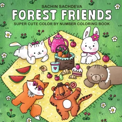Abbildung von Forest Friends Color by Number: Super Cute Coloring Book for Adults and Teens, featuring Cozy Animals Characters with Easy &amp; Simple Designs Relaxation