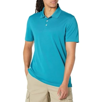 Abbildung von Amazon Essentials Herren Golf Poloshirt, Schnell Trocknend, Schmale Passform, Grünblau, L