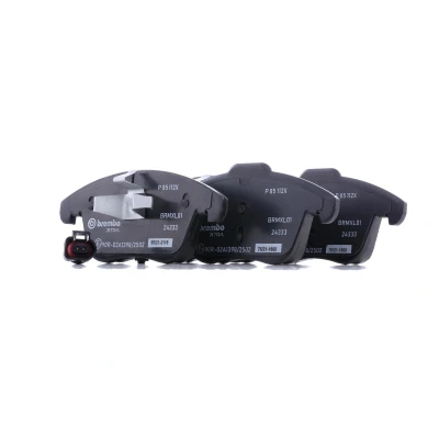 Abbildung von BREMBO P 85 112X Bremsbelagsatz inkl. Verschleißwarnkontakt ohne Zubehör VOLKSWAGEN: Sharan II, Tiguan I, SEAT: Alhambra AUDI: Q3