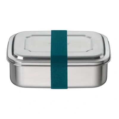 Abbildung von TC SANDWICH BOX 1,00 l, teal, Edelstahl unlackiert mit Textilband Brotdose aus Edelstahl, Pausenbrot für Uni, Schule, Büro, spülmaschinenfest, THERMOCAFÉ by THERMOS
