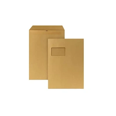 Abbildung von POSTHORN Versandtasche C4 (250 Stück), selbstklebende Versandtaschen mit Fenster, braune für die tägliche Korrespondenz, Geschäftspost und Co., 324 x 229 mm, 90g/m²