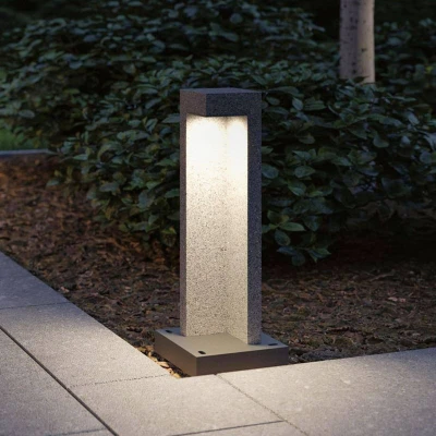Abbildung von Paulmann 94501 LED Außenleuchte Pollerleuchte Concrea IP44 incl. 1x6,8 Watt aus schwarzen Sandstein Gartenbeleuchtung Beton 3000 K